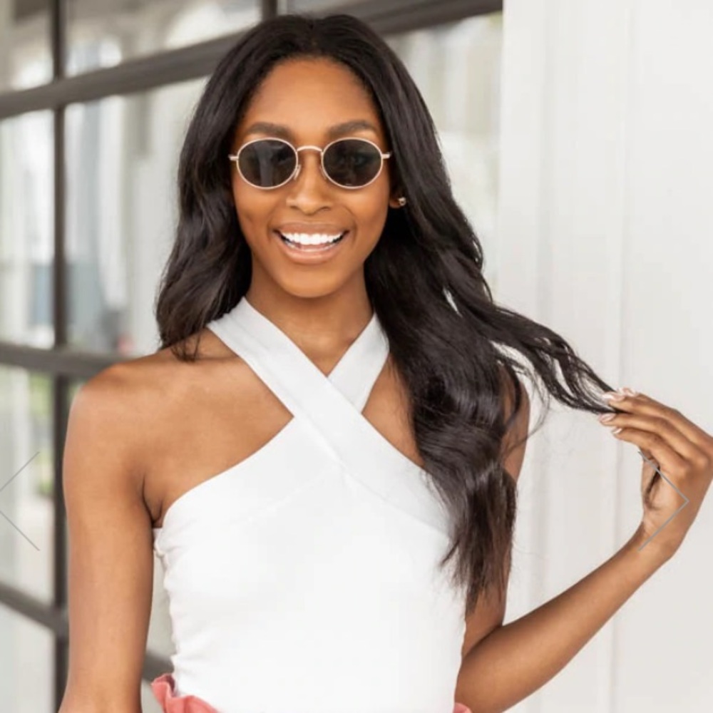 Pink Lily White Halter Bodysuit